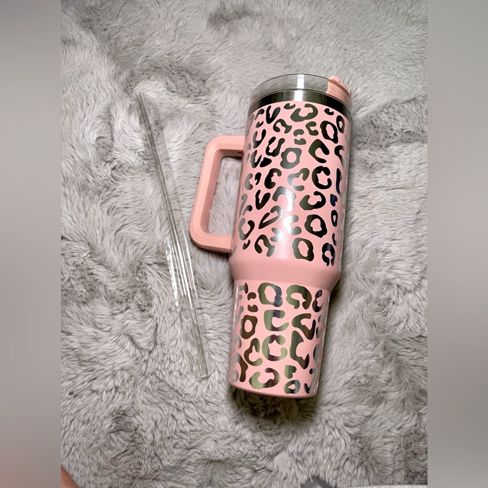 Blush leopard print tumbler